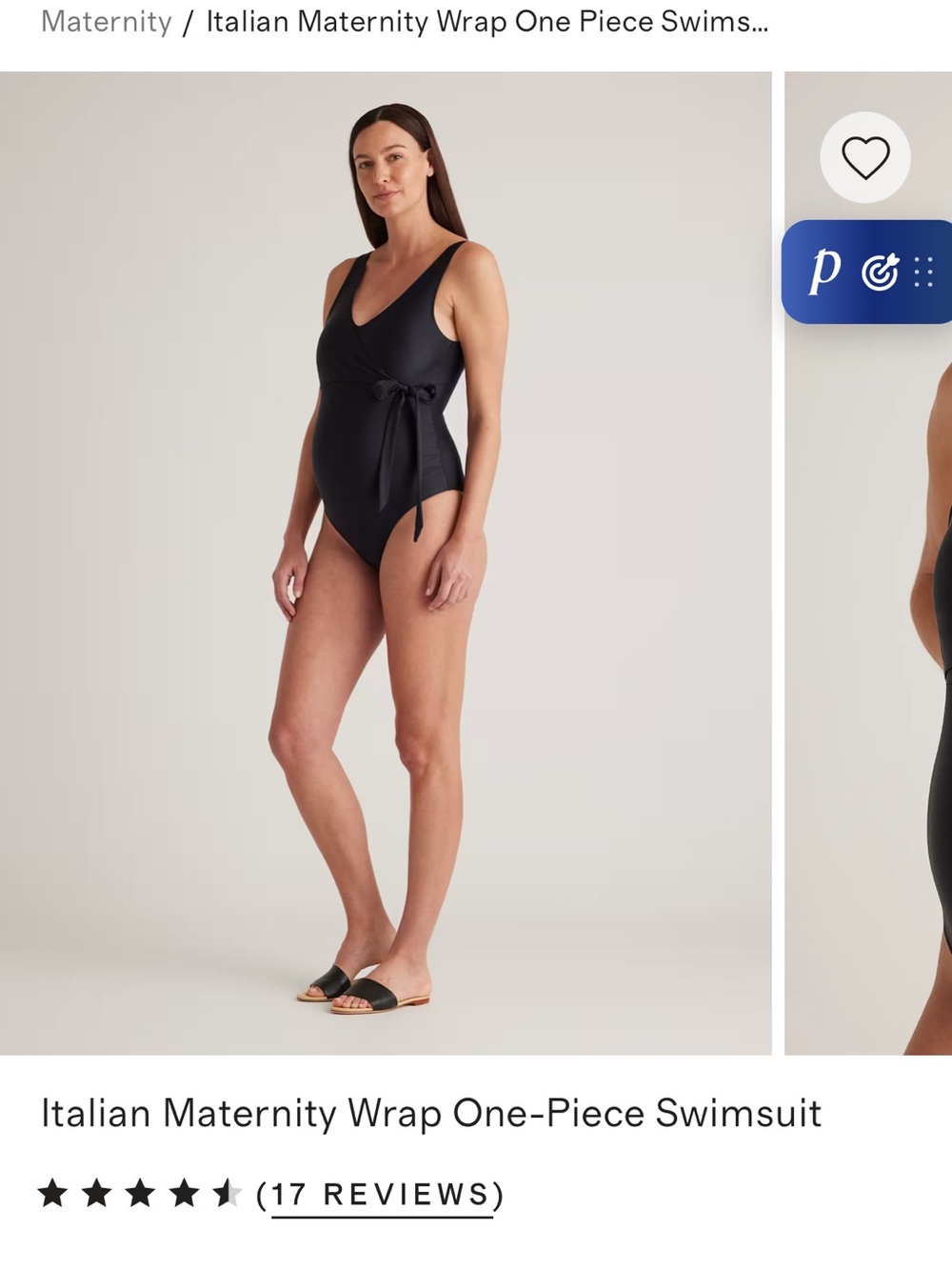 Quince Maternity Wrap One-Piece Black Swimsuit
